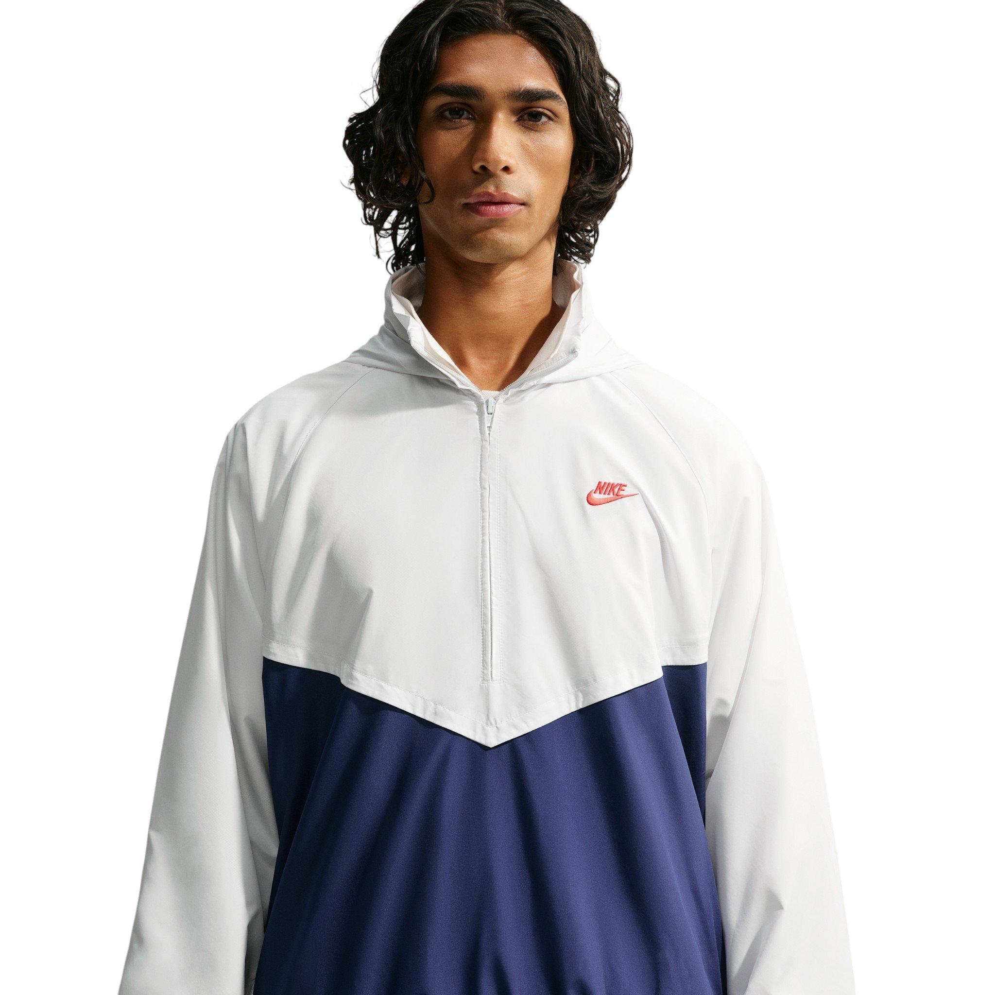 Nike Men's Windrunner Lightweight Half-Zip Jacket - Summit White/Blue Void/Light Crimson - WHITE/BLUE/CRIMSON